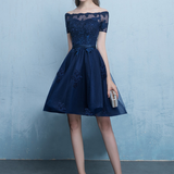 Robe bleu marine dentelle organza