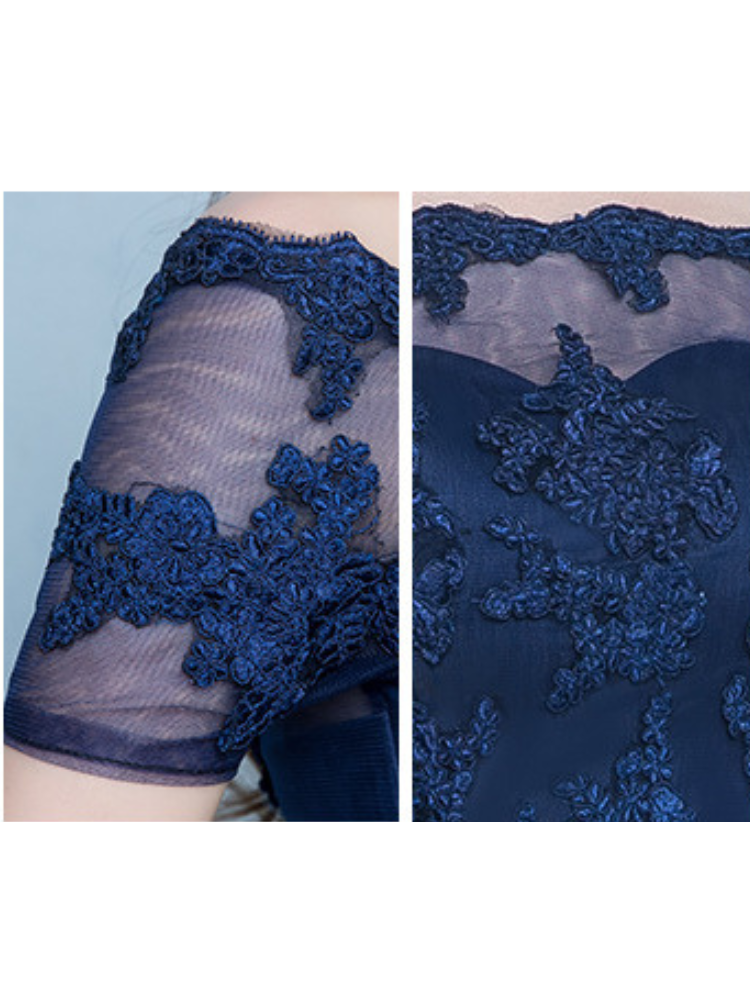 Robe bleu marine dentelle organza