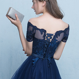 Robe bleu marine dentelle organza