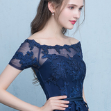 Robe bleu marine dentelle organza