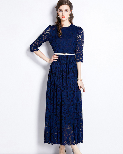 Robe bleu marine dentelle mariage
