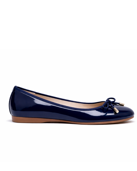 Ballerines bleu marine vernies à nœud