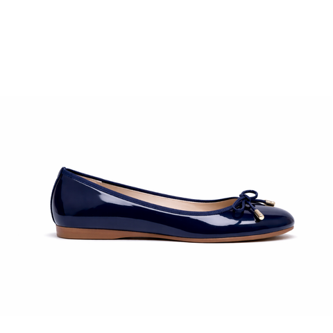 Ballerines bleu marine vernies à nœud