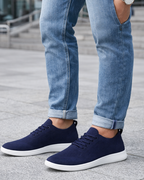 Basket basses toile bleu marine homme