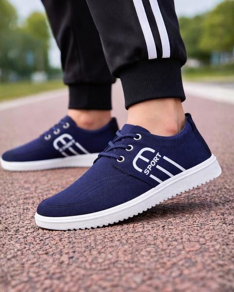 Basket bleu marine et blanche homme