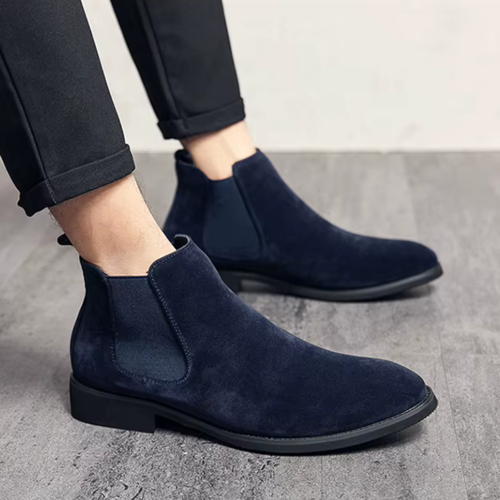 Boots Chelsea bleu marine en suédine