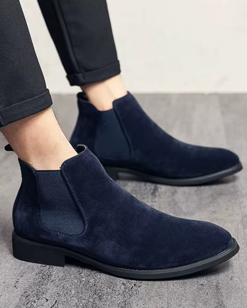Boots Chelsea bleu marine en suédine