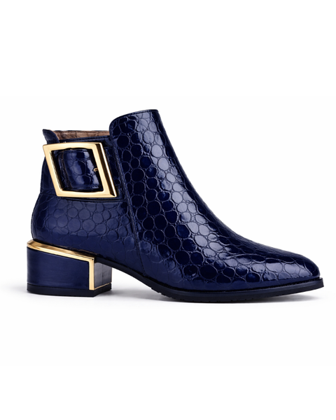 Bottines bleu marine cuir femme