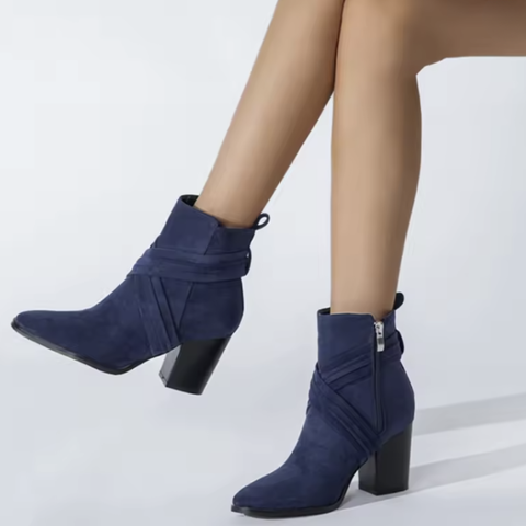 Bottines bleu marine daim à talon
