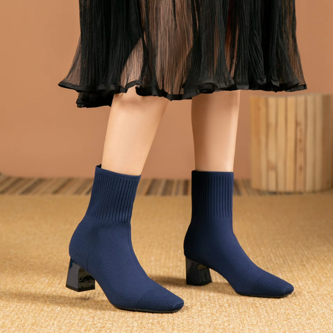 Bottines chaussette bleu marine