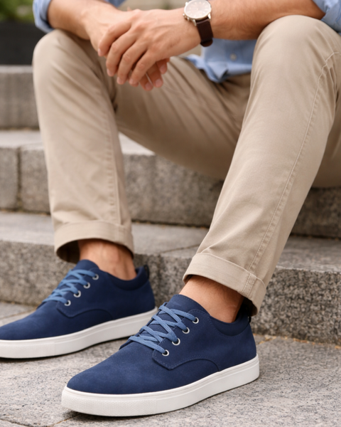 Chaussure homme daim bleu marine homme