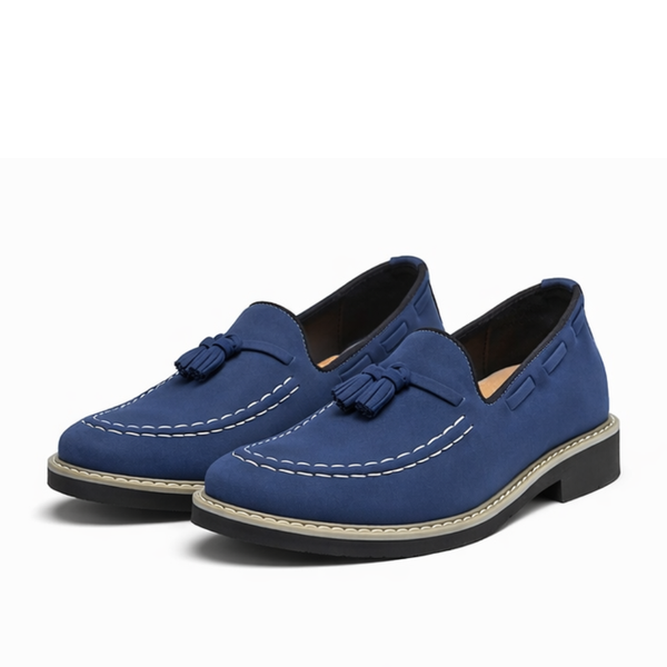 Mocassin bleu marine homme à pampilles