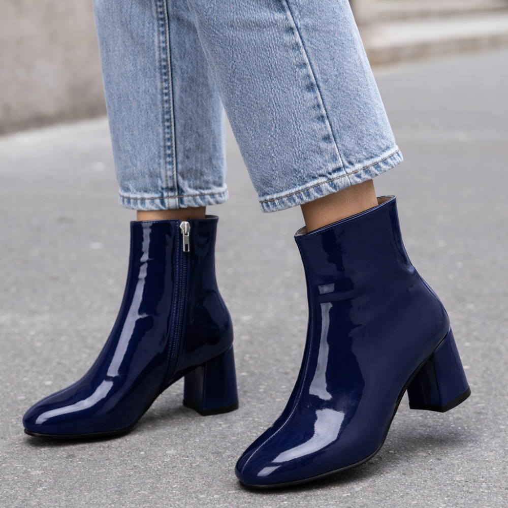Bottines bleu marine à talon