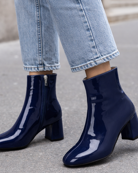 Bottines bleu marine à talon