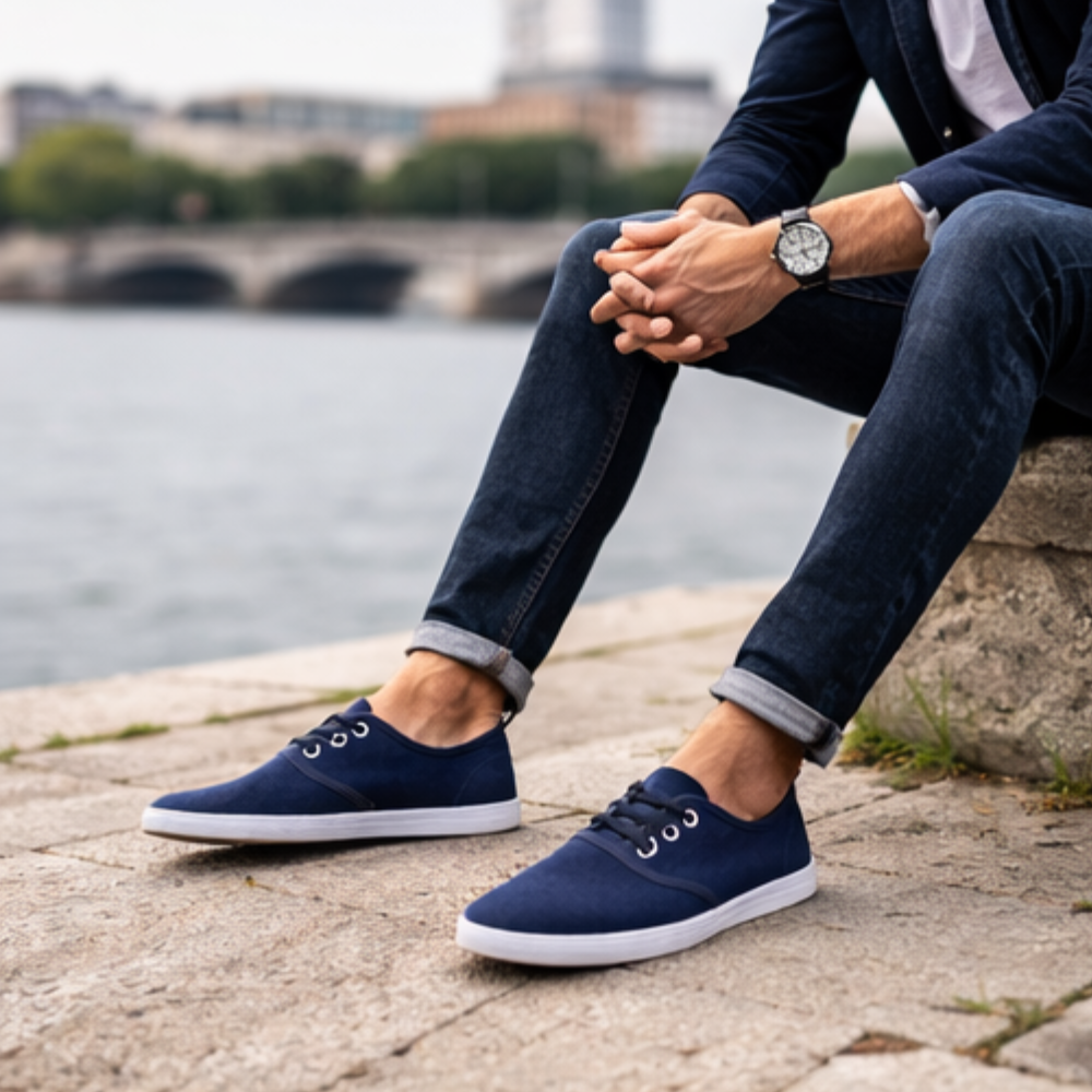 Basket toile bleu marine femme/homme