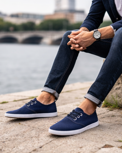 Basket toile bleu marine femme/homme