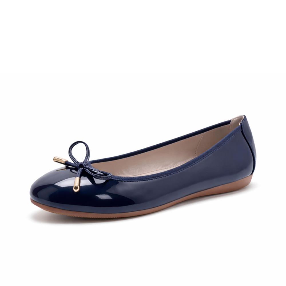 Ballerines bleu marine vernies à nœud