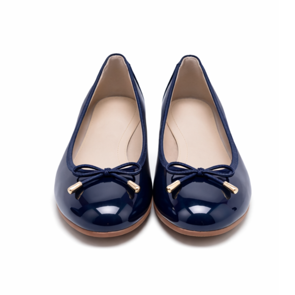 Ballerines bleu marine vernies à nœud