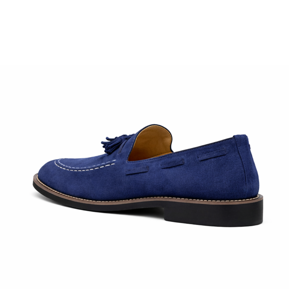 Mocassin daim bleu marine homme