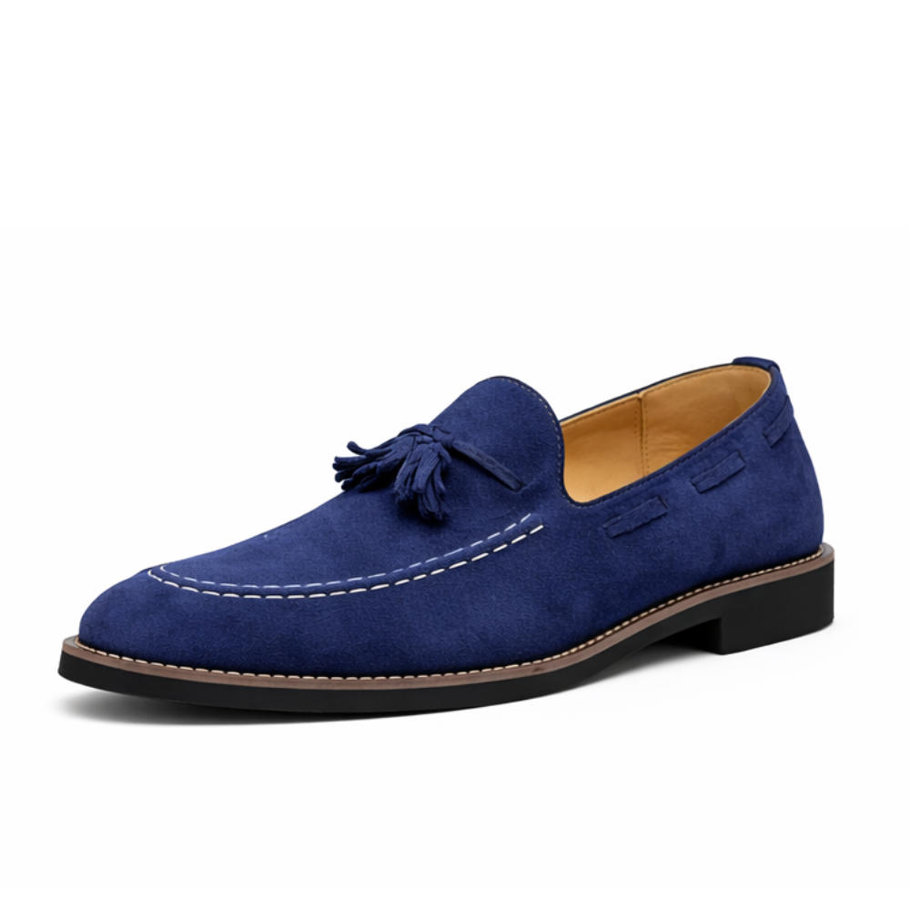 Mocassin daim bleu marine homme