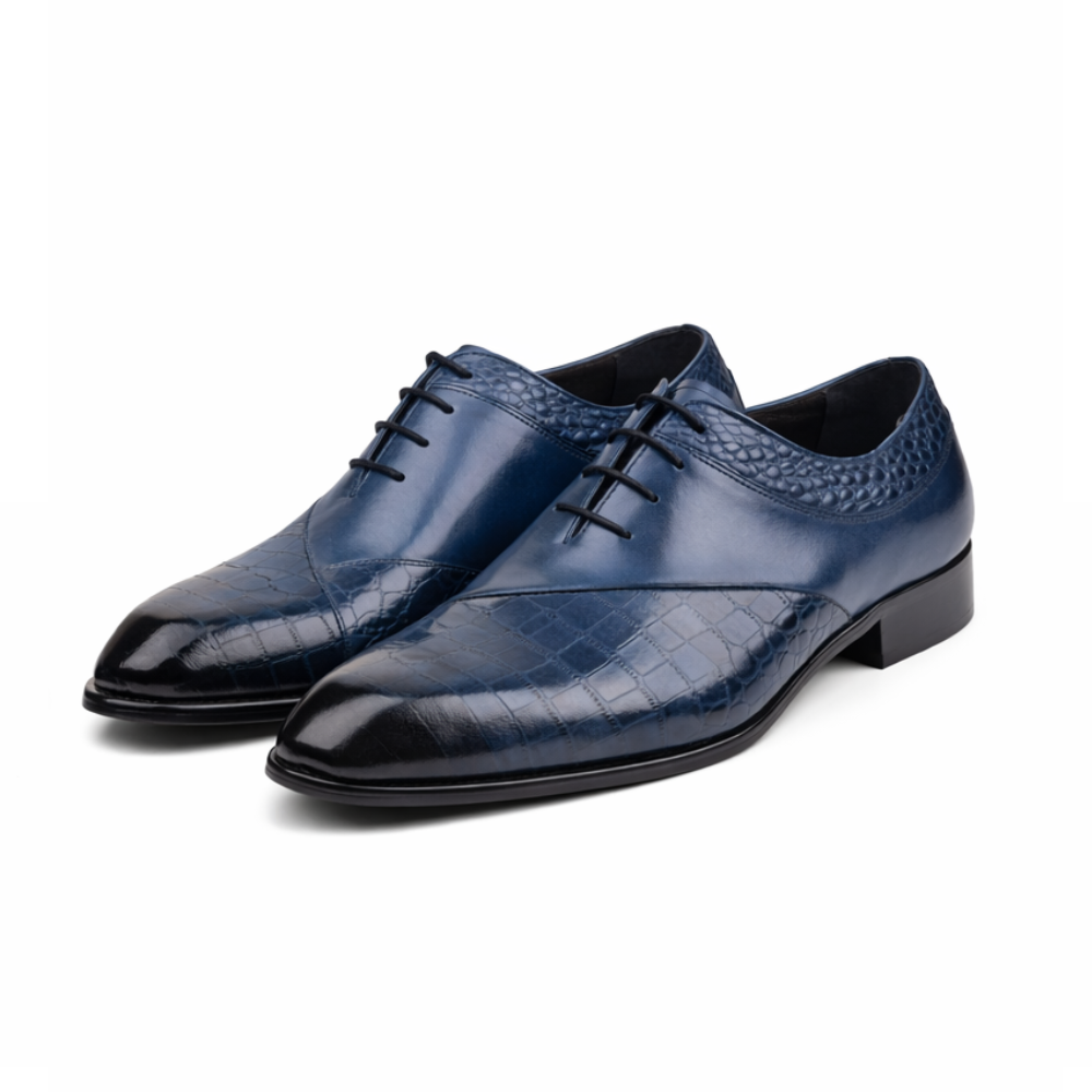 Chaussure pour costume bleu marine croco