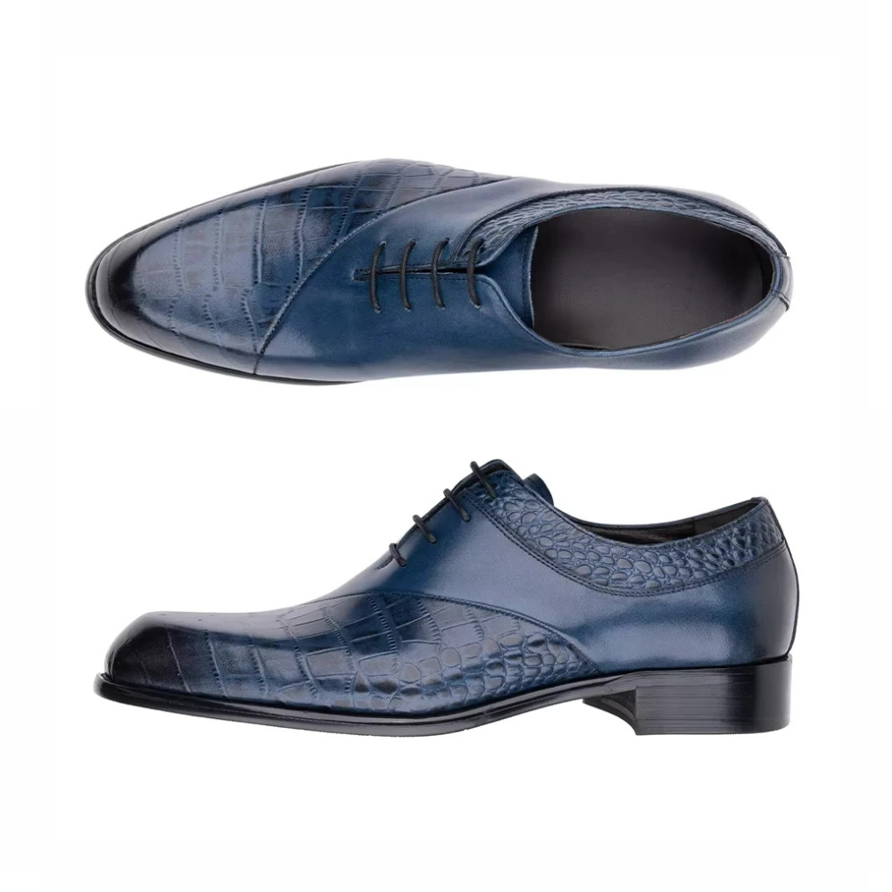 Chaussure pour costume bleu marine croco