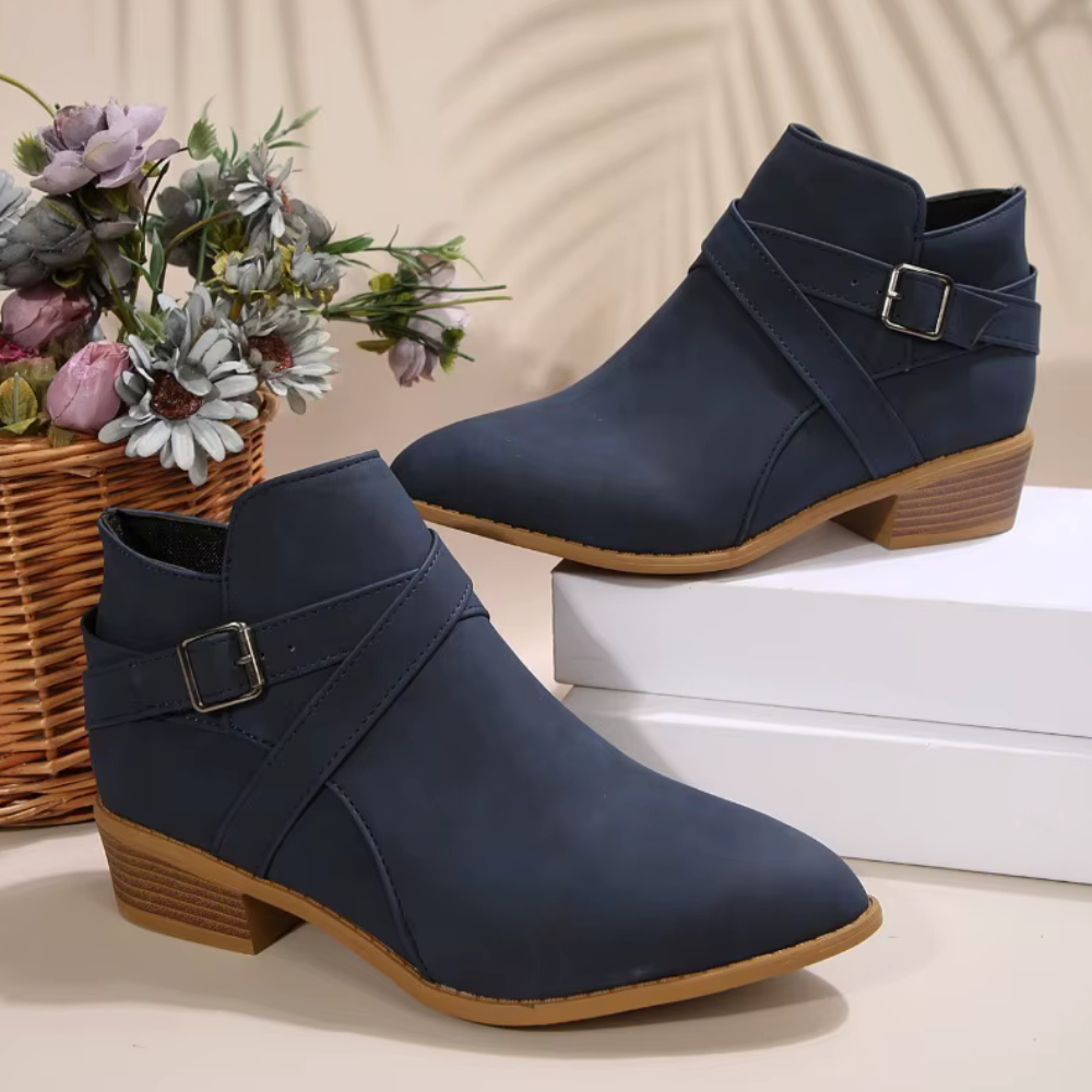 Bottines bleu marine à boucle