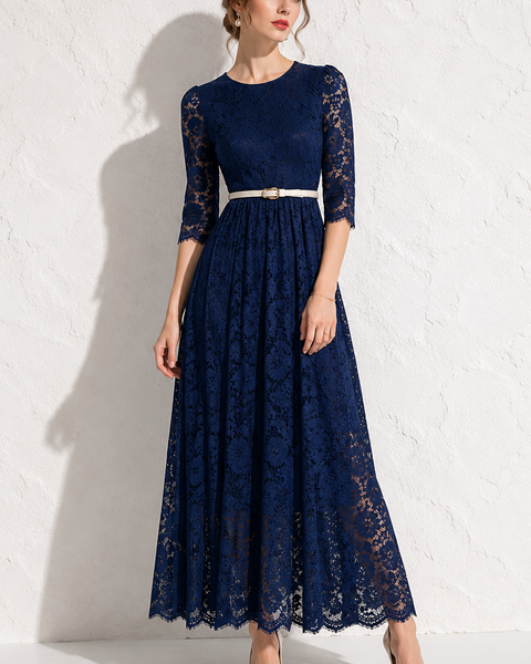 Robe bleu marine dentelle mariage