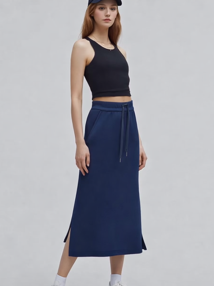 Jupe bleu marine droite femme