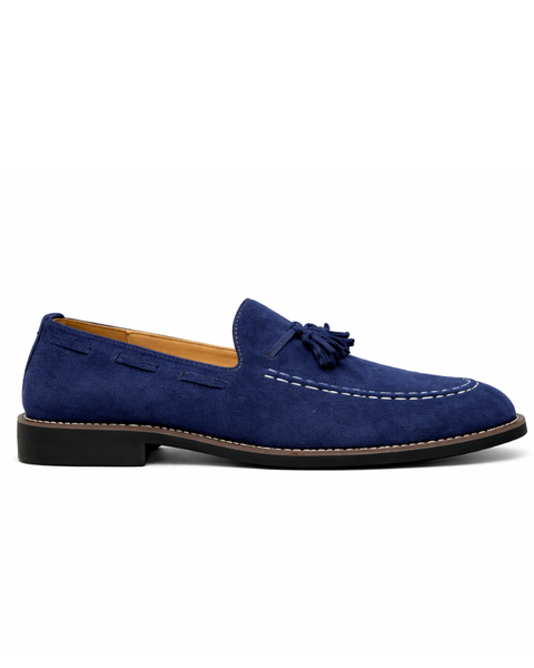 Mocassin daim bleu marine homme
