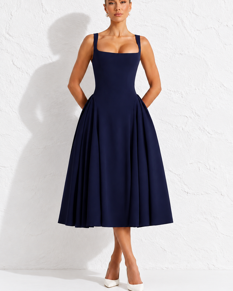 Robe invitée mariage bleu marin
