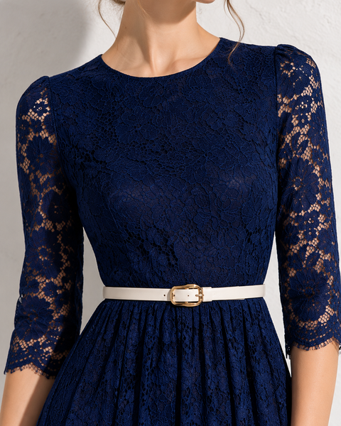 Robe bleu marine dentelle mariage