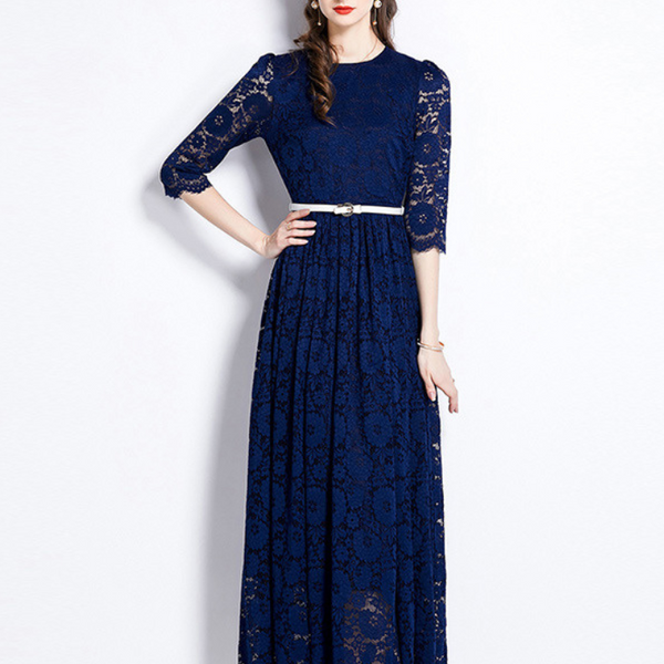 Robe bleu marine dentelle mariage