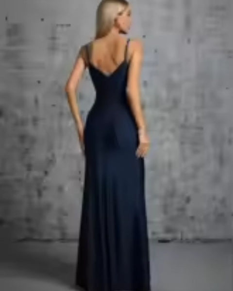 Robe de gala bleu marine dos