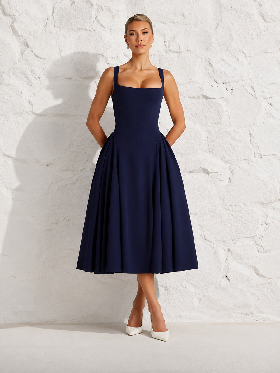 Robe invitée mariage bleu marin