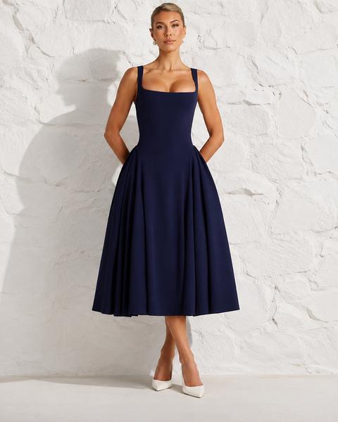 Robe invitée mariage bleu marin