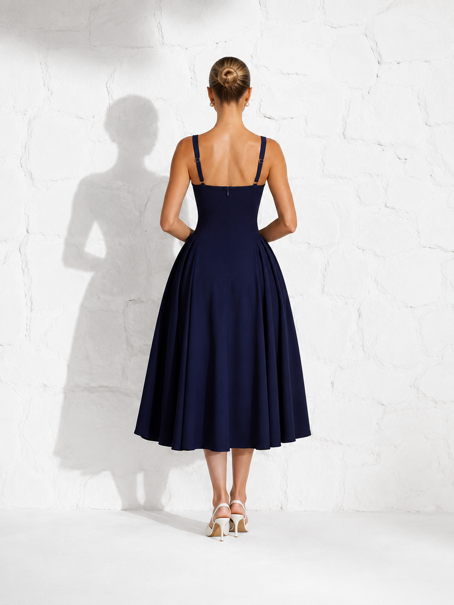 Robe invitée mariage bleu marin