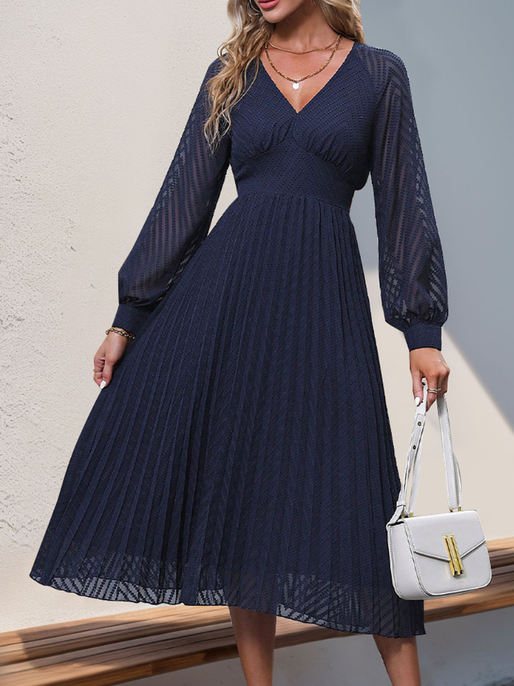 Robe mi longue fluide bleu marine