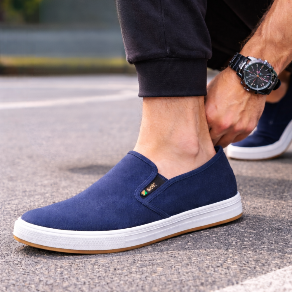 basket bleu marine homme sans lacets