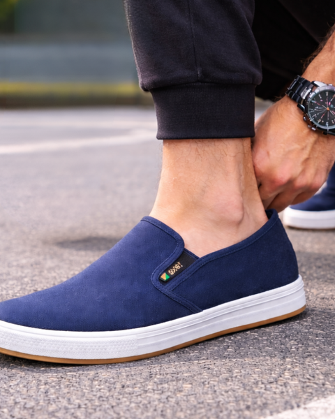 basket bleu marine homme sans lacets