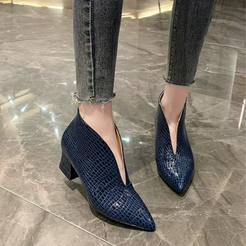 escarpin cuir bleu marine femme