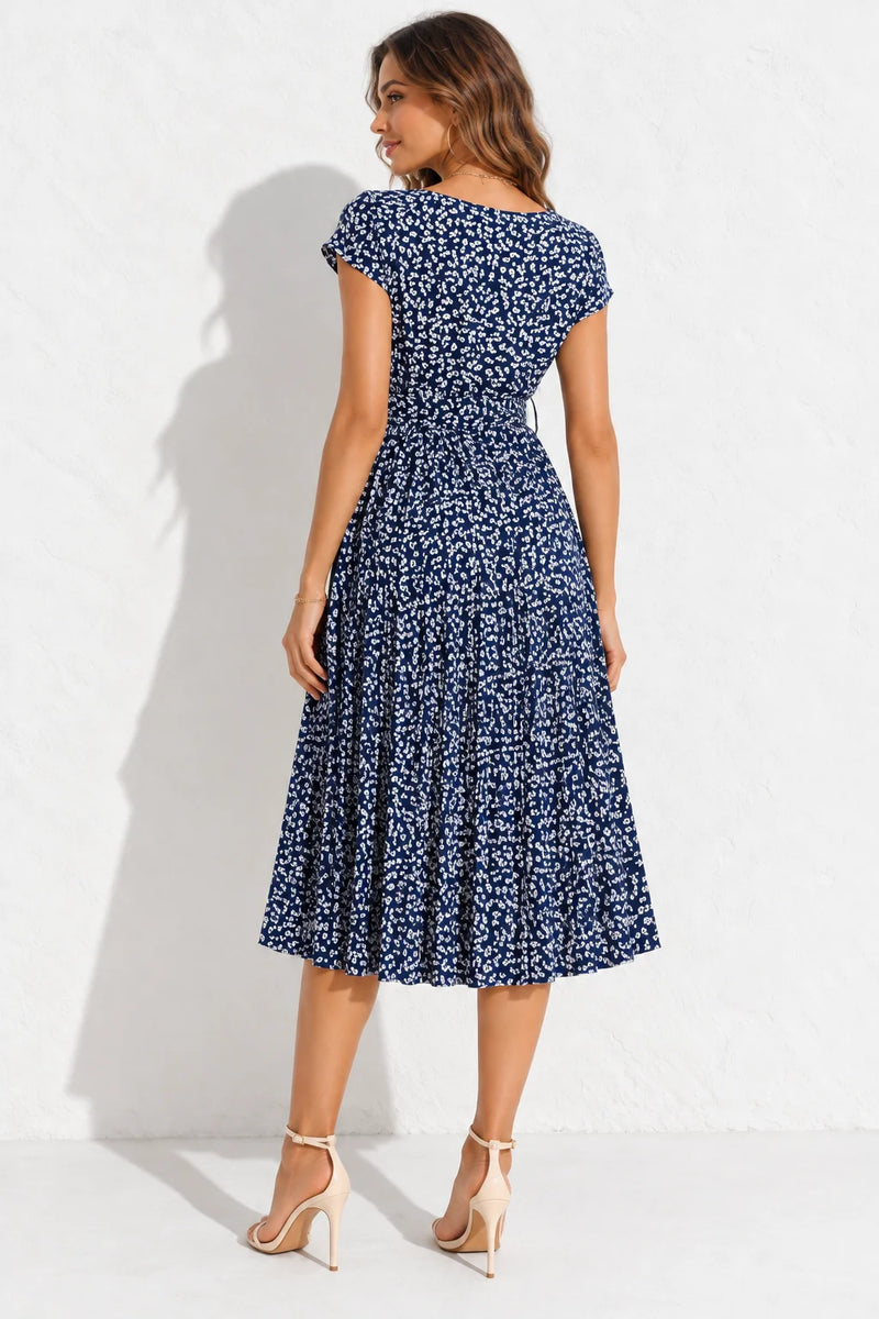 Robe bleu marine à fleur