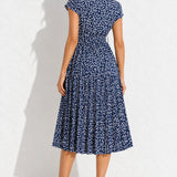 Robe bleu marine à fleur
