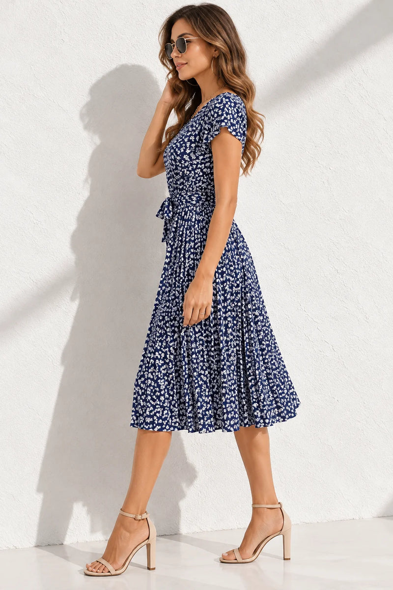 Robe bleu marine à fleur