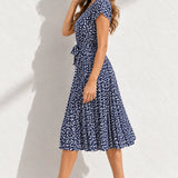 Robe bleu marine à fleur