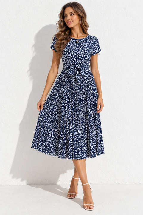 Robe bleu marine à fleur