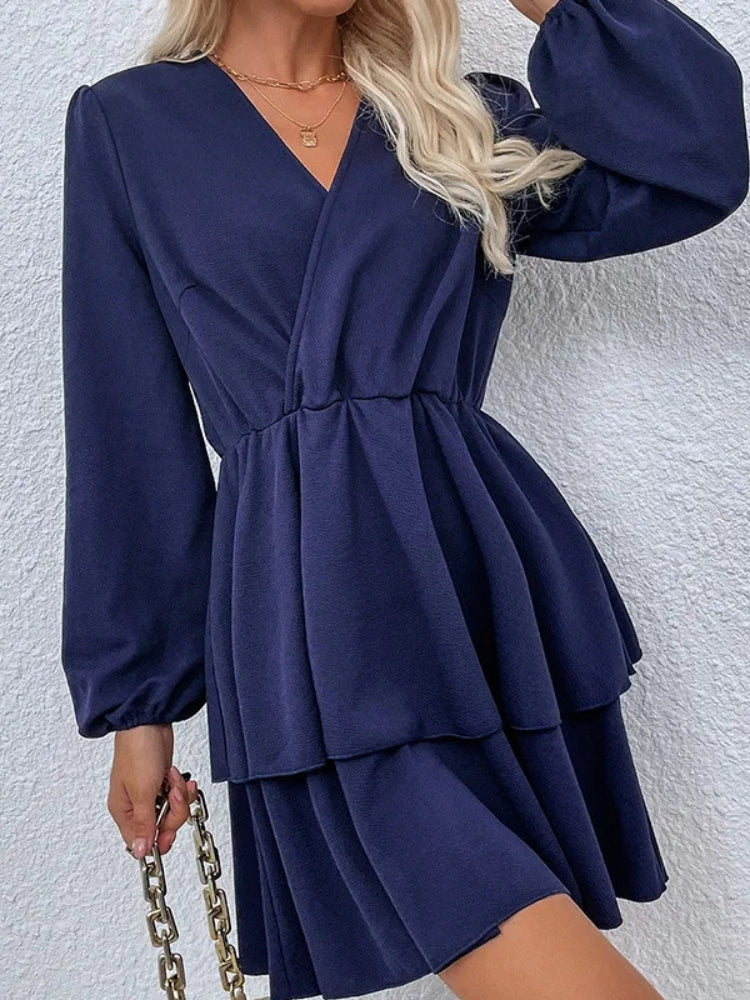 Robe couleur bleu marine manche longue