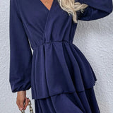 Robe couleur bleu marine manche longue