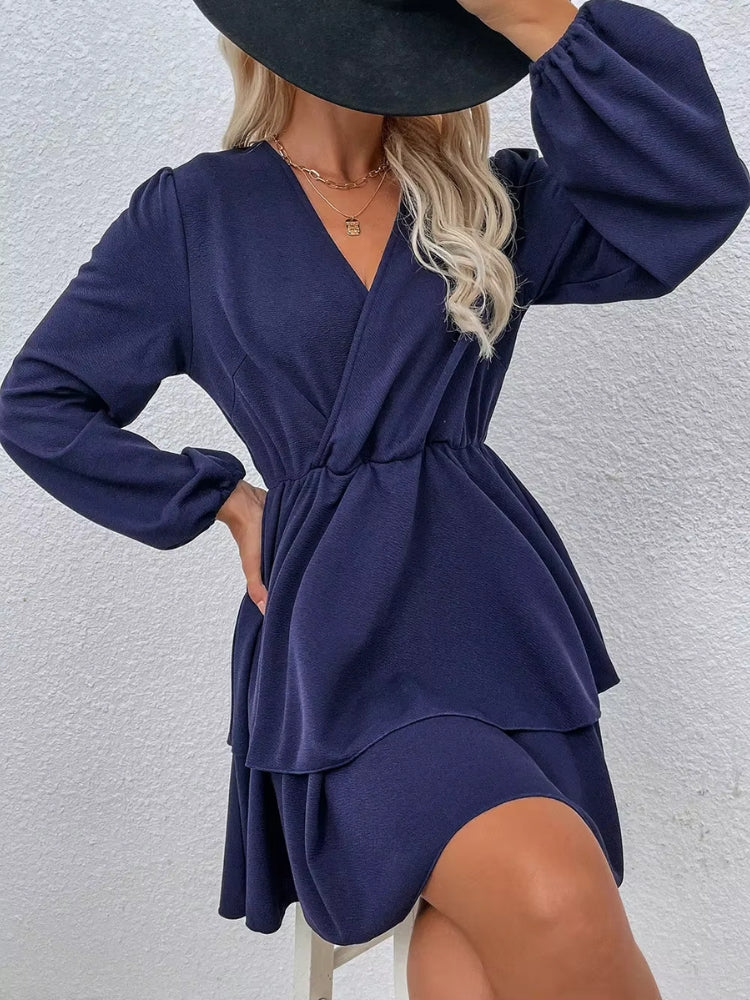 Robe couleur bleu marine manche longue