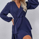 Robe couleur bleu marine manche longue